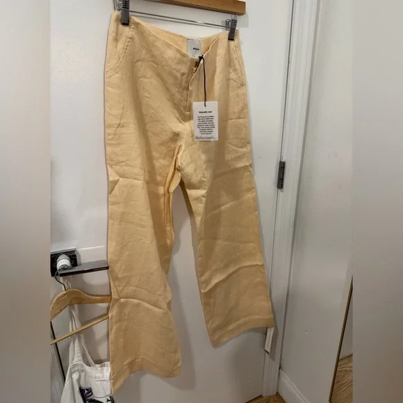 NWT reformation vida linen low rise pants in Parmesan/ size 4 - Picture 3 of 4
